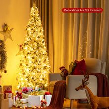 Load image into Gallery viewer, Pre-lit Snow Flocked Christmas Tree with Berries and Poinsettia Flowers-8'