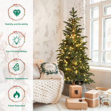 Load image into Gallery viewer, 6 Feet Pre-Lit Artificial Hinged Pencil Christmas Tree with 250 Lights and Metal Stand