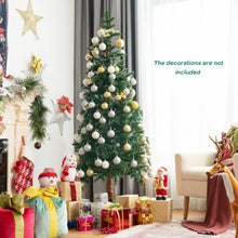 Load image into Gallery viewer, 6 Feet Pre-Lit Artificial Hinged Pencil Christmas Tree with 250 Lights and Metal Stand