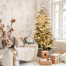 Load image into Gallery viewer, Artificial Snow Flocked Pencil Christmas Tree with Warm White LED Lights