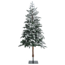 Load image into Gallery viewer, Artificial Snow Flocked Pencil Christmas Tree with Warm White LED Lights