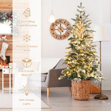 Load image into Gallery viewer, Artificial Snow Flocked Pencil Christmas Tree with Warm White LED Lights