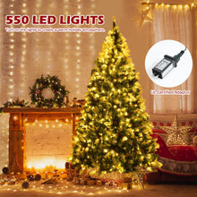 Load image into Gallery viewer, Pre-lit Snow Flocked Christmas Tree with Red Berries and LED Lights