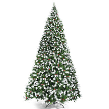 Load image into Gallery viewer, Pre-lit Snow Flocked Christmas Tree with Red Berries and LED Lights