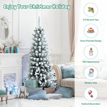 Load image into Gallery viewer, Snow-Flocked Hinged Artificial Christmas Pencil Tree with Mixed Tips-4.5 ft