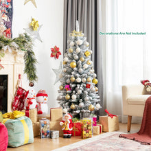 Load image into Gallery viewer, Snow-Flocked Hinged Artificial Christmas Pencil Tree with Mixed Tips-4.5 ft