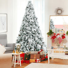 Load image into Gallery viewer, 8 Feet Snow Flocked Christmas Tree Glitter Tips with Pine Cone and Red Berries