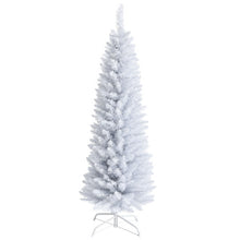 Load image into Gallery viewer, Slim Artificial Christmas Pencil Tree with PVC Needles and Folding Metal Stand-5'