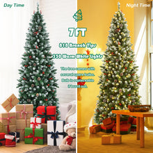 Load image into Gallery viewer, Pre-lit Artificial Pencil Christmas Tree with Pine Cones and Red Berries-7 ft