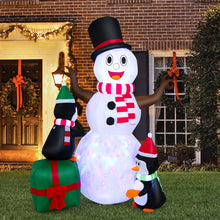 Load image into Gallery viewer, 6 Feet Lighted Inflatable Snowman Christmas Decoration with Penguin