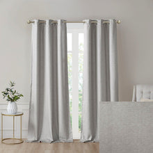 Load image into Gallery viewer, Sunsmart Como 100% Polyester Printed Faux Silk Total Blackout Window Panel Pair- Grey SS40-0143 By Olliix