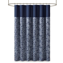 Load image into Gallery viewer, Madison Park Aubrey 100% Polyester Jacquard Shower Curtain- Navy MP70-6459 By Olliix