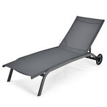 Load image into Gallery viewer, 6-Poisition Adjustable Outdoor Chaise Recliner with Wheels-Gray