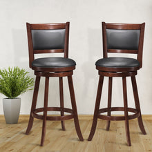 Load image into Gallery viewer, Set of 2 29 Inch Swivel Bar Height Stool Wood Dining Chair Barstool-Brown