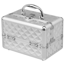 Load image into Gallery viewer, Beauty Cosmetic Makeup Case with Mirror & Extendable Trays-Silver