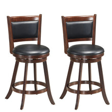 Load image into Gallery viewer, 2 Pieces 24 Inch Swivel Counter Stool Dining Chair Upholstered Seat-Brown
