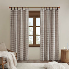 Load image into Gallery viewer, Olliix Anaheim 100% Polyester Jacquard Plaid Faux Leather Tab Top Panel With Fleece Lining By Madison Park MP40-6765