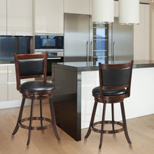 Load image into Gallery viewer, 2 Pieces 24 Inch Swivel Counter Stool Dining Chair Upholstered Seat-Brown