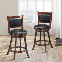 Load image into Gallery viewer, 2 Pieces 24 Inch Swivel Counter Stool Dining Chair Upholstered Seat-Brown