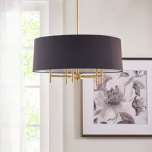 Load image into Gallery viewer, Presidio 5-Light Black Drum Shade Chandelier FB150-1153 By Olliix