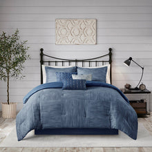 Load image into Gallery viewer, Madison Park Walter 100% Polyester Printed Seersucker 7Pcs Comforter Set - King - Navy MP10-7130 By Olliix