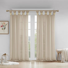 Load image into Gallery viewer, Madison Park Rosette 100% Polyester Floral Embellished Cuff Tab Top Solid Window Panel MP40-6831 By Olliix