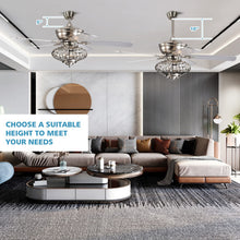 Load image into Gallery viewer, 52 Inches Ceiling Fan with Wooden Blades and Remote Control-Silver