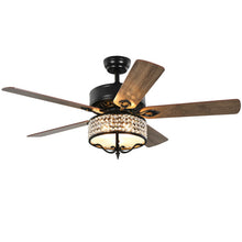 Load image into Gallery viewer, 52 Inches Modern Ceiling Fan with Light and Reversible Blades-Black