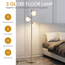 Load image into Gallery viewer, 3-Globe Floor Lamp with Foot Switch and Bulb Bases-Golden