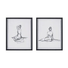 Load image into Gallery viewer, Madison Park Feminine Figures Deckle Edge Sketch 2 Piece Framed Wall Art Set MP95G-0253 By Olliix