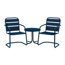 Load image into Gallery viewer, Brighton 3Pc Outdoor Metal Armchair Set Navy - Side Table & 2 Chairs