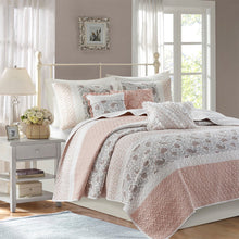 Load image into Gallery viewer, Madison Park Dawn 100% Cotton T180 6 Pcs Printing Pieced Coverlet Set - King/Cal King - Blush MP13-6873 By Olliix