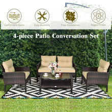 Load image into Gallery viewer, 4 Pieces Patio Rattan Free Combination Sofa Set with Cushion and Coffee Table