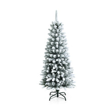 Load image into Gallery viewer, Snow-Flocked Hinged Artificial Christmas Pencil Tree with Mixed Tips-4.5 ft