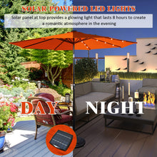 Load image into Gallery viewer, 10' Solar LED Lighted Patio Market Umbrella Shade Tilt Adjustment Crank-Orange