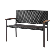 Load image into Gallery viewer, Outdoor Patio Rattan Wicker Bench with Armrest for Garden