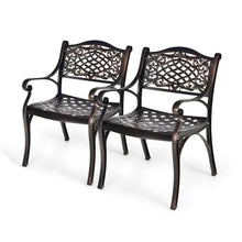 Load image into Gallery viewer, 2-Piece Outdoor Cast Aluminum Chairs with Armrests and Curved Seats-Copper