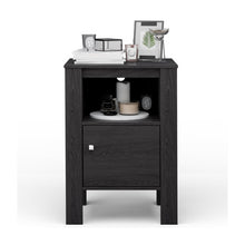 Load image into Gallery viewer, Compact Floor Farmhouse Nightstand with Open Shelf and Cabinet-Dark Gray