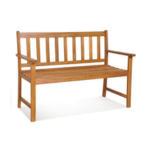 Load image into Gallery viewer, 2-Person Outdoor Acacia Wood Bench with Backrest