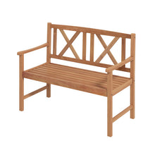 Load image into Gallery viewer, 2-Person Wood Outdoor Bench with Cozy Armrest and Backrest
