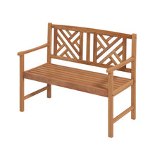 Load image into Gallery viewer, 2-Person Wood Outdoor Bench with Cozy Armrest and Backrest