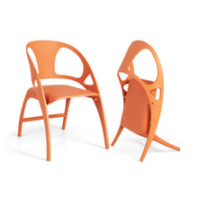Load image into Gallery viewer, Folding Dining Chairs Set of 2 with Armrest and High Backrest-Orange