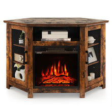 Load image into Gallery viewer, Corner TV Stand with 18 Inch Electric Fireplace for TVs up to 50 Inch-Rustic Brown