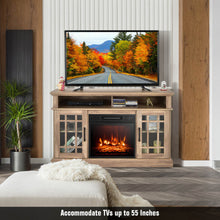 Load image into Gallery viewer, 48 Inch Electric Fireplace TV Stand with Cabinets for TVs Up to 50 Inch-Natural