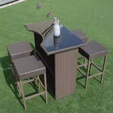 Load image into Gallery viewer, 5 pcs Rattan Wicker Dining Table Set