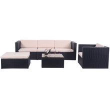 Load image into Gallery viewer, 6 pcs Outdoor Patio Rattan Cushioned Sofa