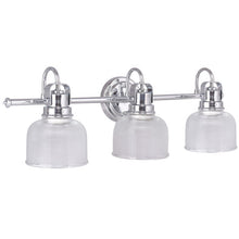 Load image into Gallery viewer, 3 Light Brushed Chrome Glass Wall Mounted Vanity Light