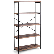 Load image into Gallery viewer, Multipurpose Open Bookcase Industrial Rack Wide Standing Storage Shelf-Brown