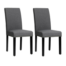 Load image into Gallery viewer, Set of 2 Fabric Upholstered Dining Chairs with Nailhead-Gray