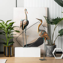Load image into Gallery viewer, Set of 2 Crane Garden Statues Standing Metal Crane Sculptures Bird